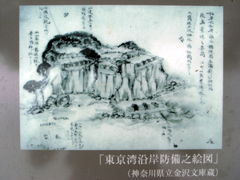 「東京湾沿岸防備之絵図」と描かれた猿島の地図