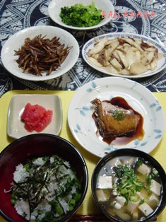 ジャコと野沢菜のご飯