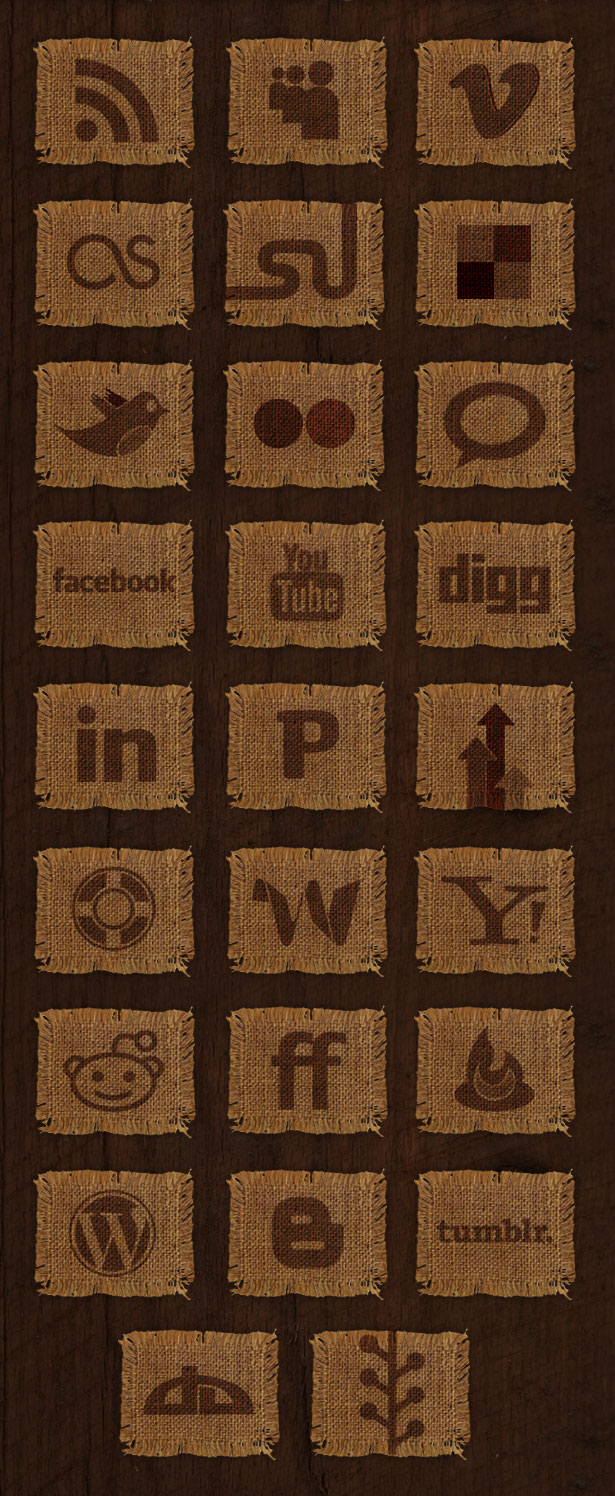 Woven-Fabric-Social-Media-Icon-Set